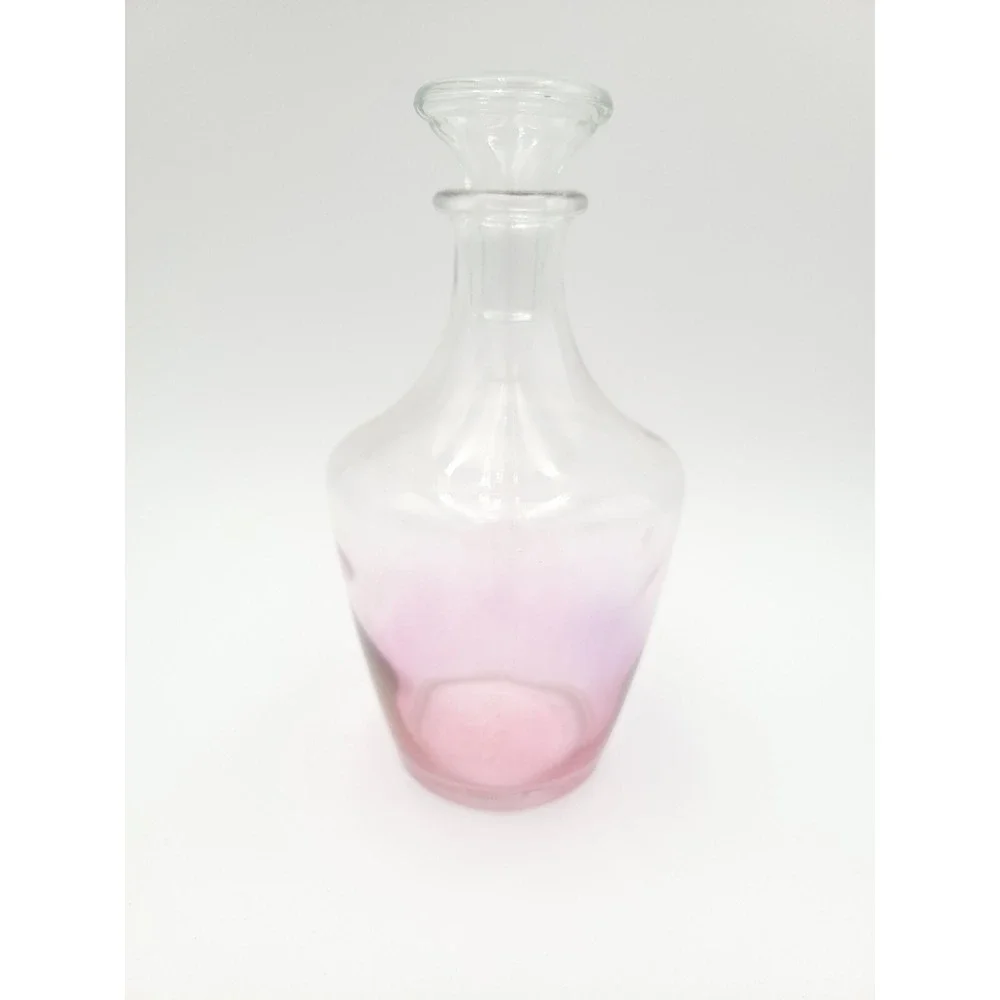 Parisienne Cordial Set Iridescent‎ Multi Color Glasses Pink Decanter France Vtg